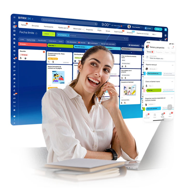 Mulher com smartphone e interfaces digitais